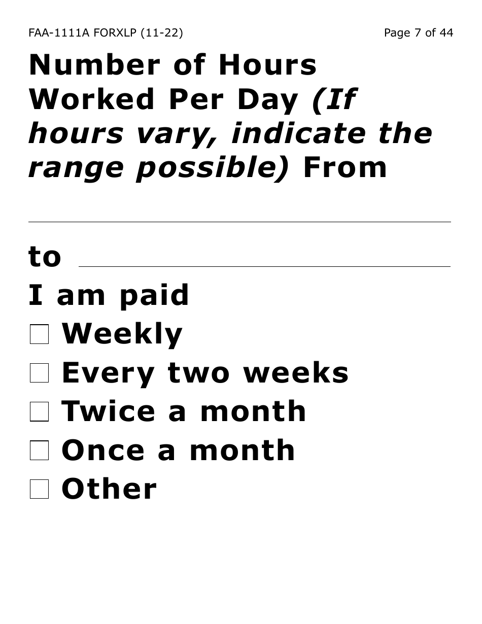 Form FAA-1111A-XLP Participant Statement Verification Worksheet (Extra Large Print) - Arizona, Page 7