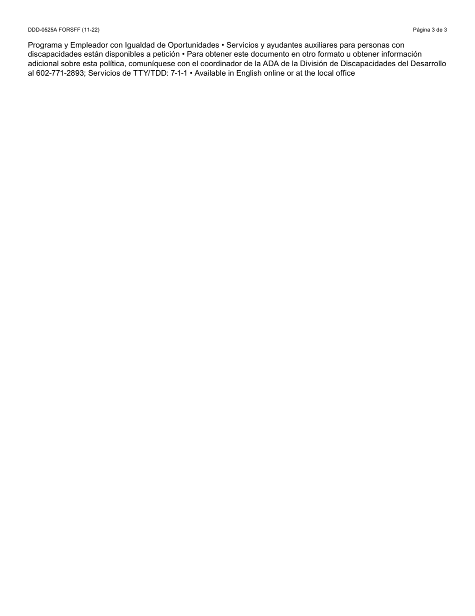 Formulario DDD-0525A-S Solicitud Para La Determinacion De Elegibilidad - Arizona (Spanish), Page 3