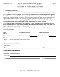 Form WIO-1075A Transfer of Funds Request Form - Arizona