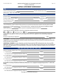 Form CCA-1021A Unpaid Copayment Worksheet - Arizona