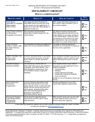 Document preview: Form DDD-1991A Ddd Eligibility Checklist - Arizona