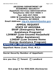 Form ASA-1011A-LP Appeal Request - Erap, Lihwap &amp; Liheap (Large Print) - Arizona