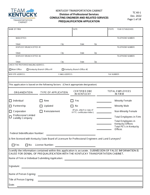 Form TC40-1  Printable Pdf