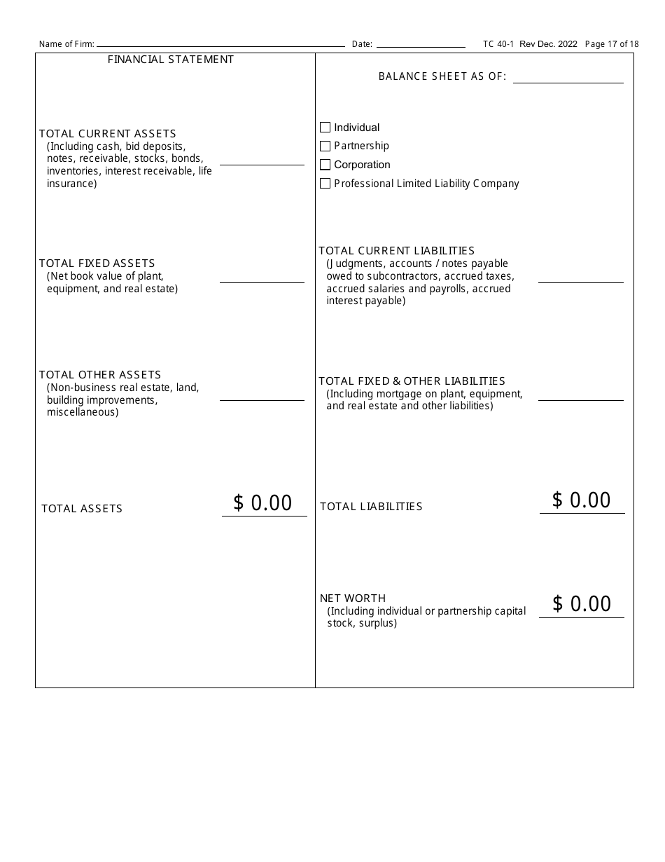 Form TC40-1 Consulting Engineer and Related Services Prequalification Application - Kentucky, Page 17