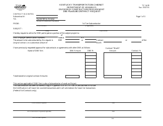Document preview: Form TC14-35 Dbe Plan/Subcontract Request - Kentucky