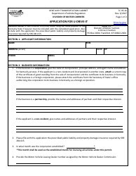 Document preview: Form TC95-16 Application for U-drive-it - Kentucky