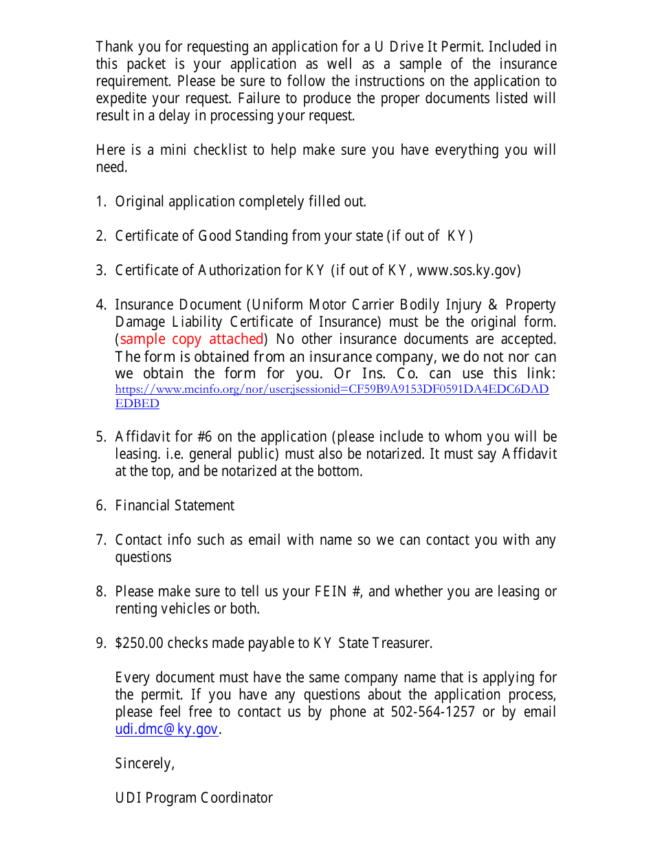 Form TC95-16 Application for U-drive-it - Kentucky, Page 3
