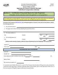 Form TC95-18 Application for License to Operate Municipal Solid Waste Transportation Vehicle(S) - Kentucky, Page 7