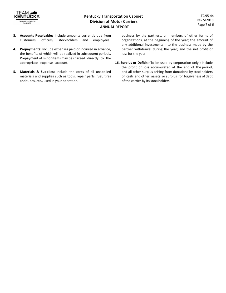 Form TC95-44 Annual Report - Kentucky, Page 7