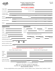Document preview: Form TC95-310 House Moving Application - Kentucky