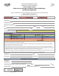 Document preview: Form TC95-605 Motor Carrier Passenger Certificate, Vehicle Qualification and Renewal Application - Kentucky
