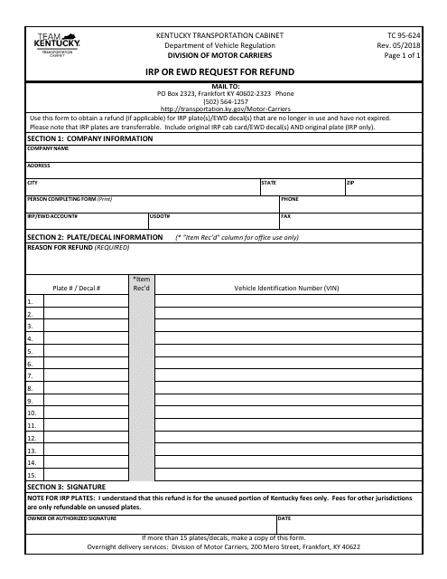 Form TC95-624  Printable Pdf