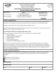 Document preview: Form TC95-626 Application for Providers and Courses for Motor Carrier Training - Kentucky