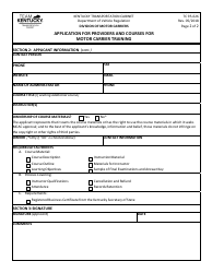 Form TC95-626 Application for Providers and Courses for Motor Carrier Training - Kentucky, Page 2
