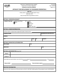 Document preview: Form TC95-628 Affidavit for Replacement of Passenger Credentials - Kentucky