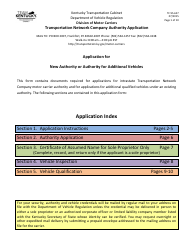 Form TC95-627 Transportation Network Company Authority Application - Kentucky