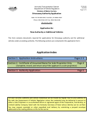 Form TC95-634 Driveaway Authority Application - Kentucky