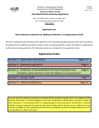 Document preview: Form TC95-629 Household Goods Authority Application - Kentucky