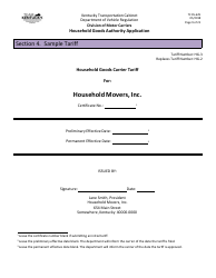 Form TC95-629 Household Goods Authority Application - Kentucky, Page 9