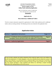 Form TC95-635 Utility Trailer Authority Application - Kentucky