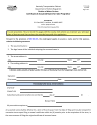 Document preview: Form TC95-636 Certificate of Assumed Name for Sole Proprietor - Kentucky