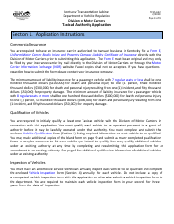 Form TC95-632 Taxicab Authority Application - Kentucky, Page 3