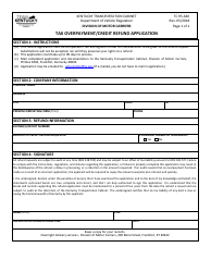Document preview: Form TC95-640 Tax Overpayment/Credit Refund Application - Kentucky