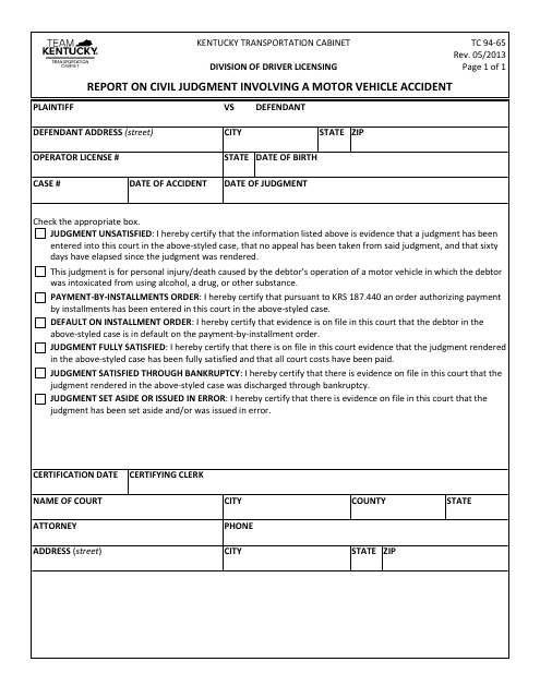 Form TC94-65  Printable Pdf