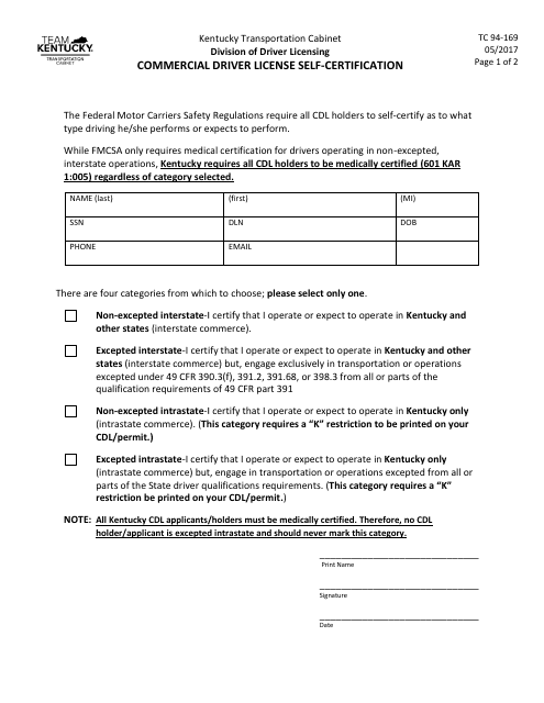 Form TC94-169  Printable Pdf