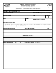 Document preview: Form TC94-186 Graduated License Program Application - Kentucky