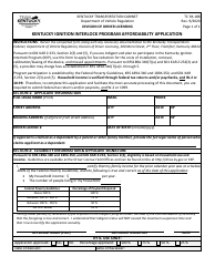 Document preview: Form TC94-188 Kentucky Ignition Interlock Program Affordability Application - Kentucky