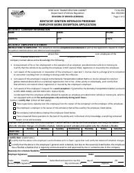 Form TC94-190 Employer Work Exemption Application - Kentucky Ignition Interlock Program - Kentucky