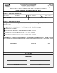 Document preview: Form TC94-193 Affidavit for Free Identification Card for Voting Purposes - Kentucky