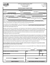 Form TC99-7 Encroachment Permit Bond - Kentucky