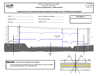Document preview: Form TC99-212 Overhead Utility Encroachment Diagram for Non-fully Controlled Highways - Kentucky