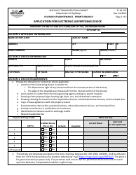 Document preview: Form TC99-222 Application for Electronic Advertising Device - Kentucky
