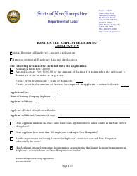 Document preview: Restricted Employee Leasing Application - New Hampshire