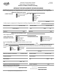 Document preview: Form TC96-167 Affidavit for Replacement or Non-exchange - Kentucky
