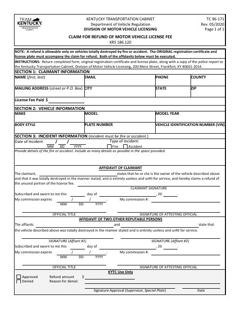 Form TC96-171  Printable Pdf