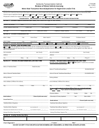 Form TC96-184 Motor Boat Transaction Record/Application for Title and/or Registration - Kentucky