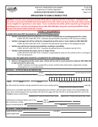 Document preview: Form TC96-351 Application to Junk a Vehicle Title - Kentucky