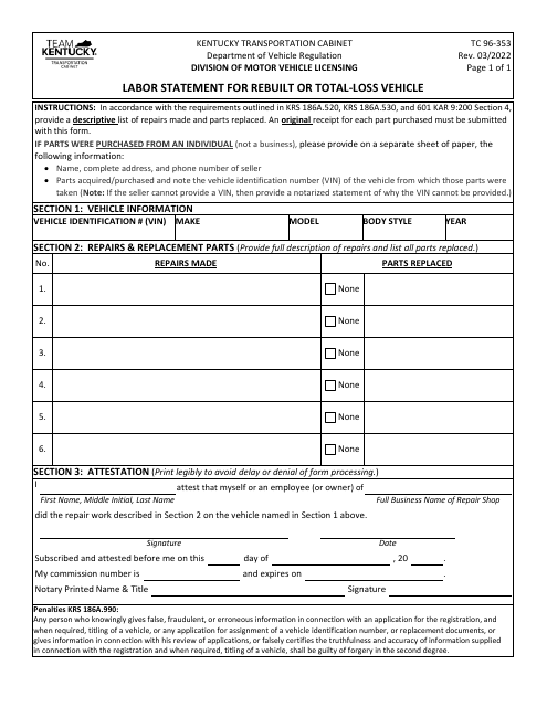 Form TC96-353  Printable Pdf