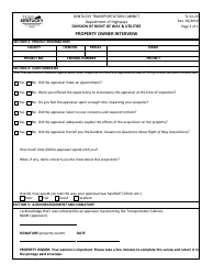 Document preview: Form TC62-19 Property Owner Interview - Kentucky