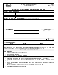 Document preview: Form TC62-6 Invitation for Bids: Sale of Excess/Surplus Property - Kentucky