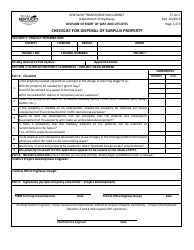 Document preview: Form TC62-7 Checklist for Disposal of Surplus Property - Kentucky