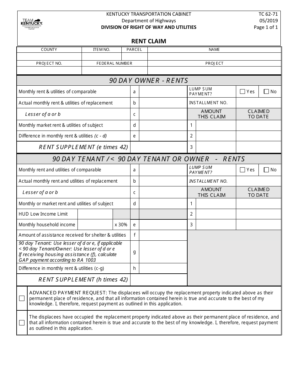 Form TC62-71 - Fill Out, Sign Online and Download Printable PDF ...