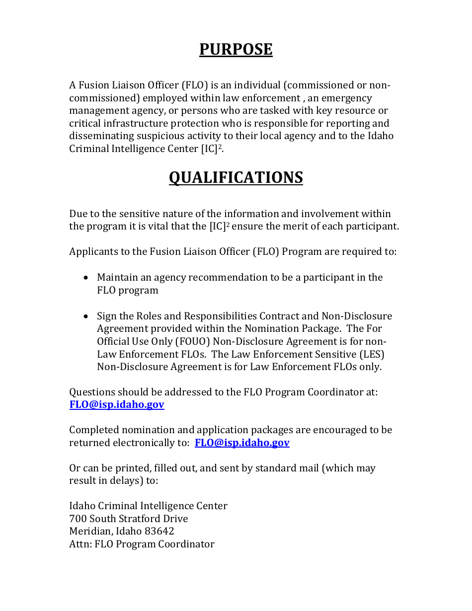 Flo Fusion Liaison Officer (Flo) Nomination and Application - Idaho, Page 2