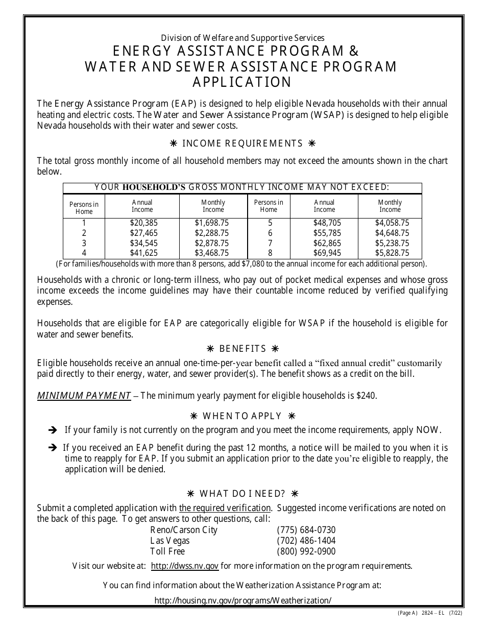 Form 2824EL Fill Out, Sign Online and Download Fillable PDF, Nevada Templateroller