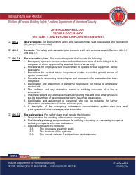 Document preview: Fire Safety and Evacuation Plans Review Sheet - Group E Occupancy - Indiana