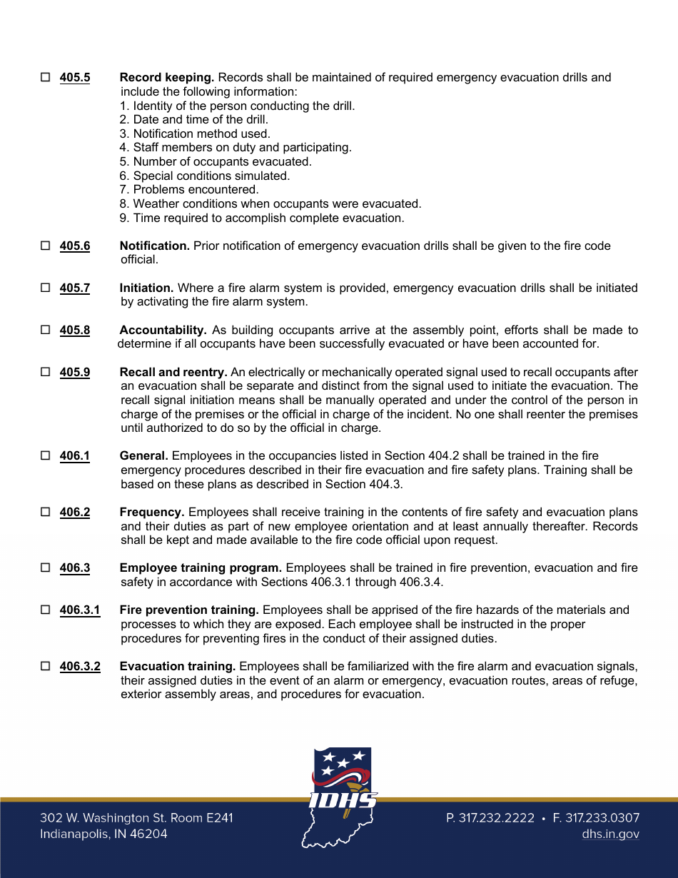 Fire Safety and Evacuation Plans Review Sheet - Group E Occupancy - Indiana, Page 3